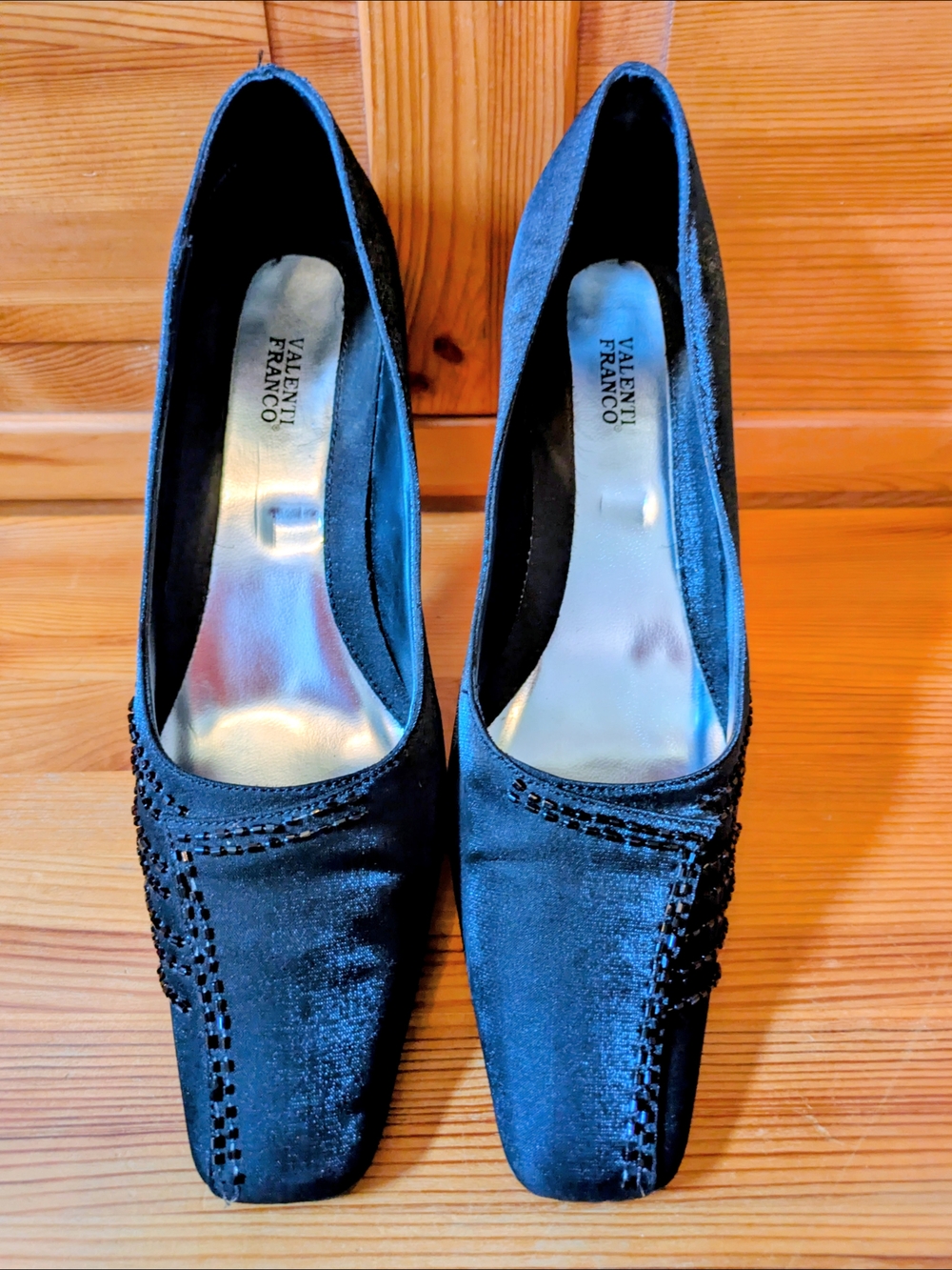 Valenti Franco Black Satin Evening Pumps